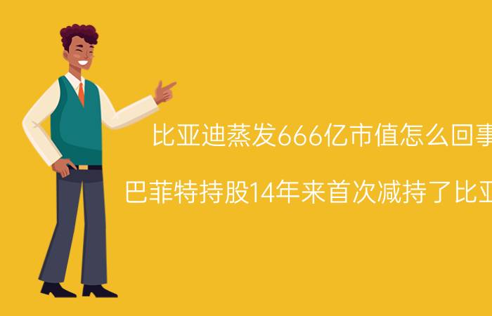 比亚迪蒸发666亿市值怎么回事 巴菲特持股14年来首次减持了比亚迪